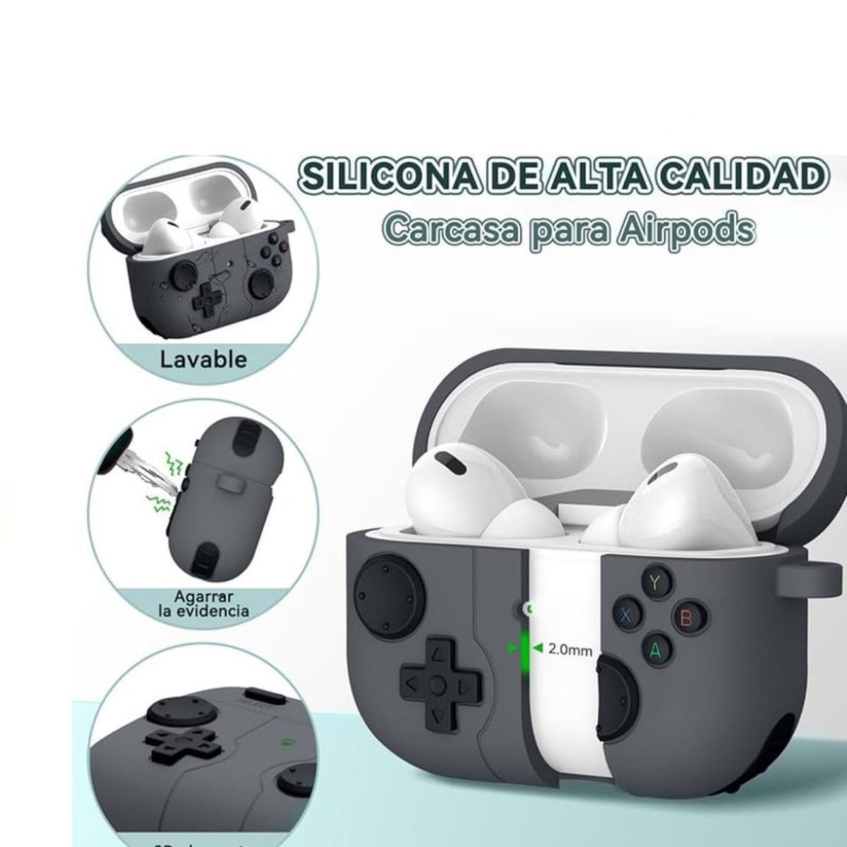 GENERICO - Funda Silicona Nintendo Para Airpods 4 - Negro