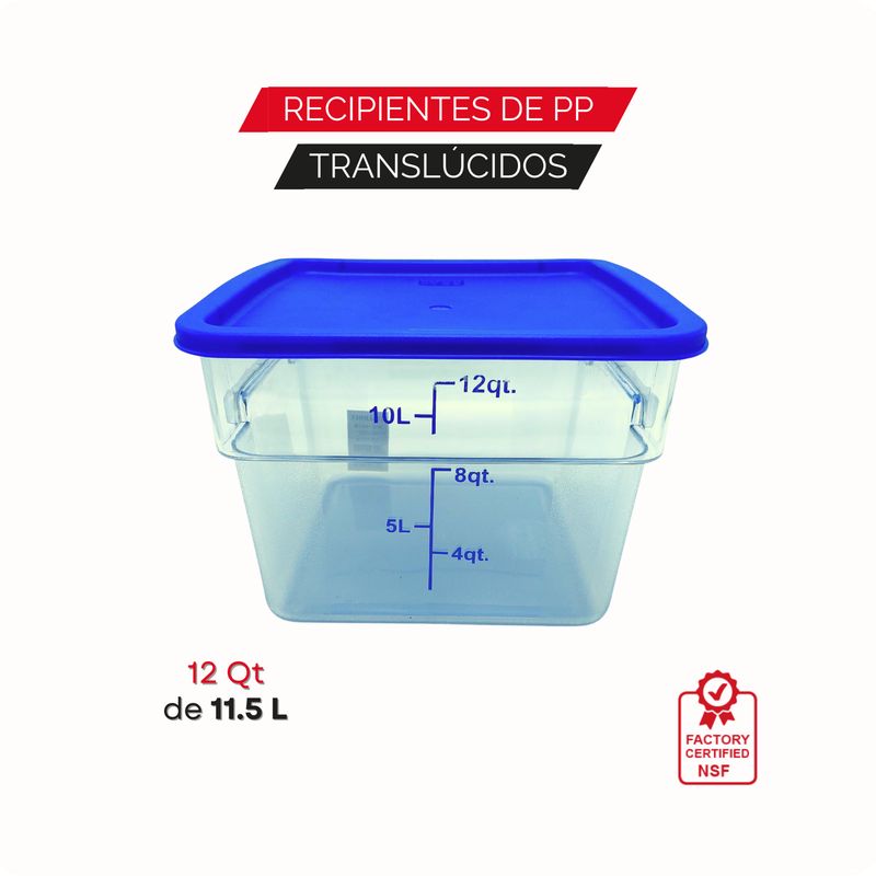 TIGERBEE - Contenedor Traslúcido con tapa de 12 Qt.