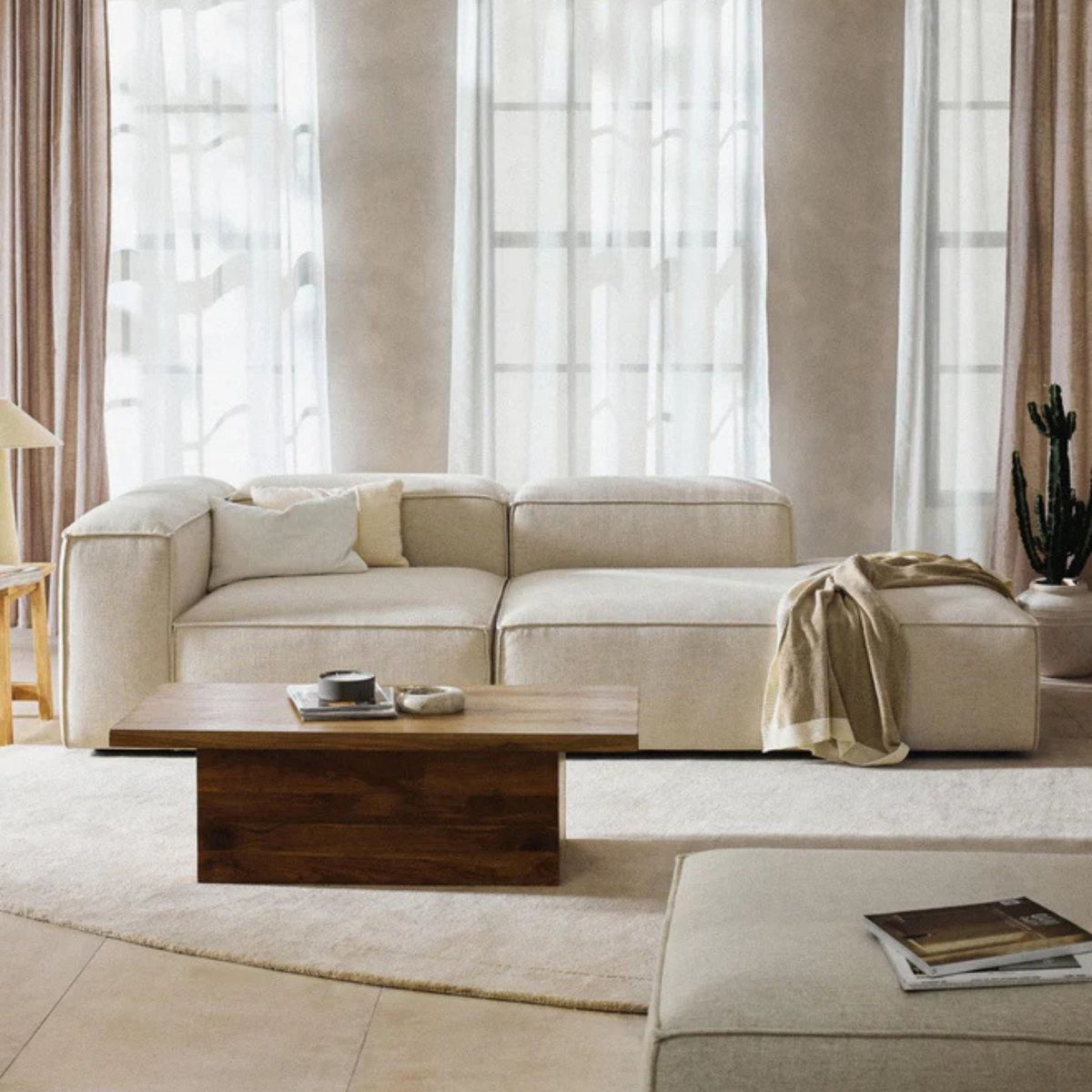 GENERICO - Sofá Diván Izquierdo Modular Monarch Lino - Beige