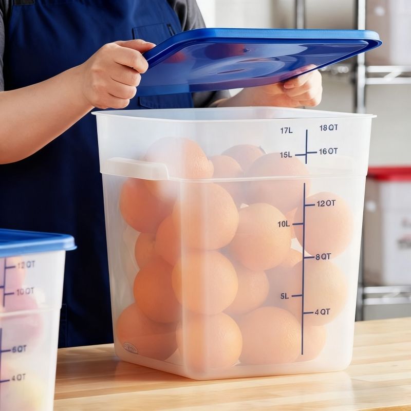 TIGERBEE - 18 Qt Contenedor Hermético de Polipropileno para Alimentos, Tapa Azul, Forma Cuadrado
