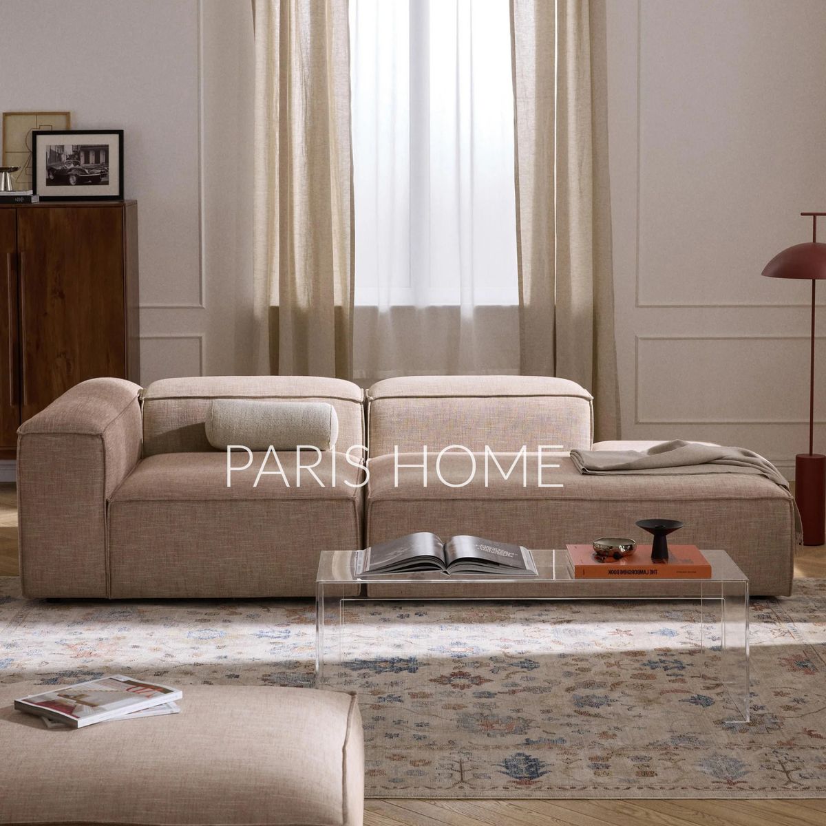 GENERICO - Sofá Diván Izquierdo Modular Monarch Lino - Rojo Oxido