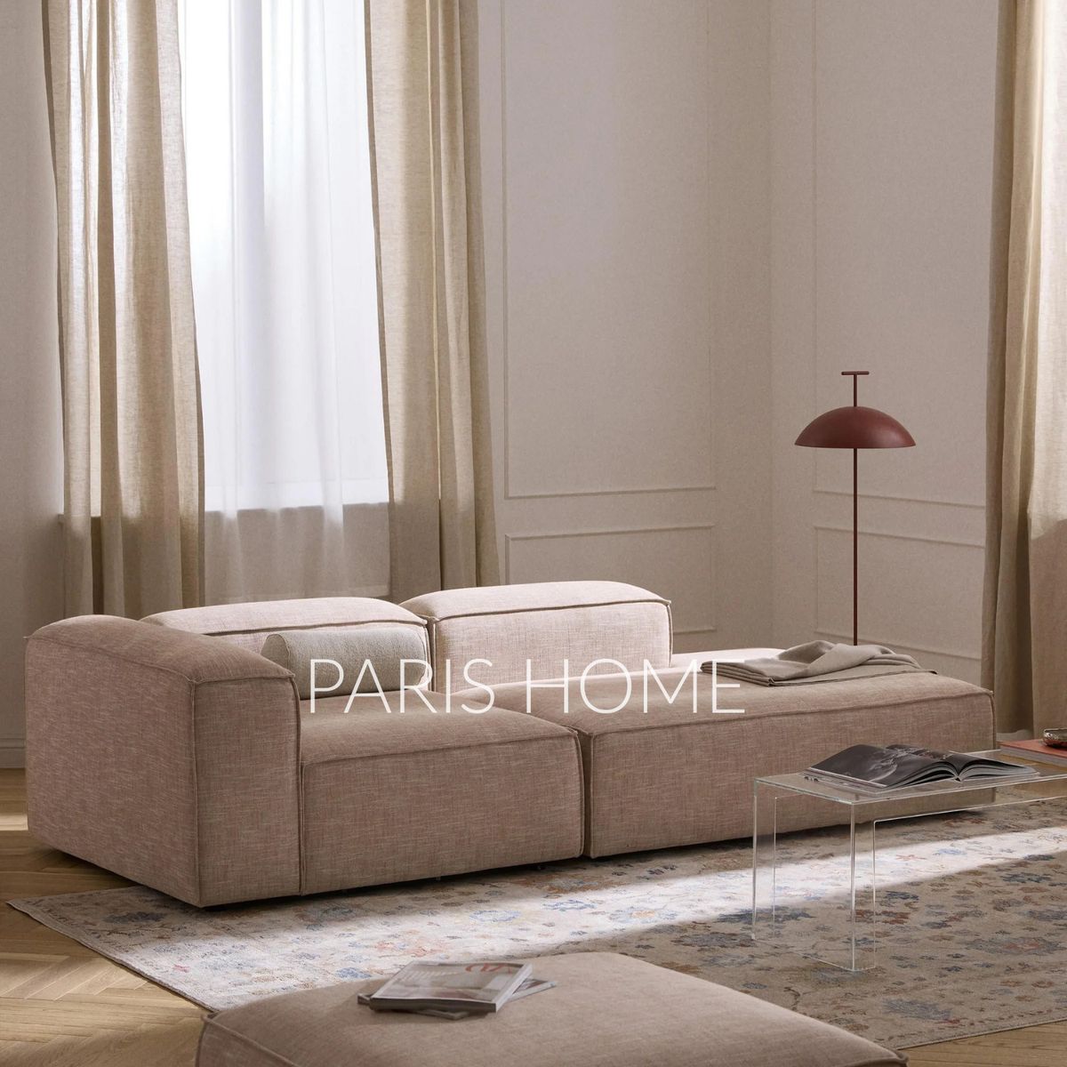 GENERICO - Sofá Diván Izquierdo Modular Monarch Lino - Rojo Oxido