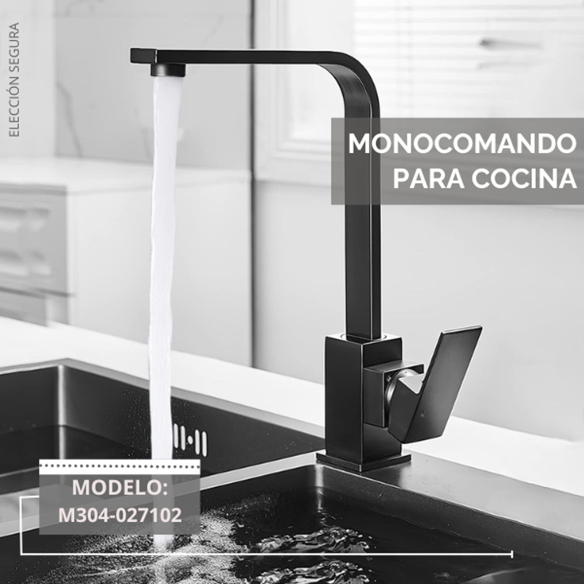GENERICO - MEZCLADORA MONOCOMANDO DE COCINA NEGRO M304-027102