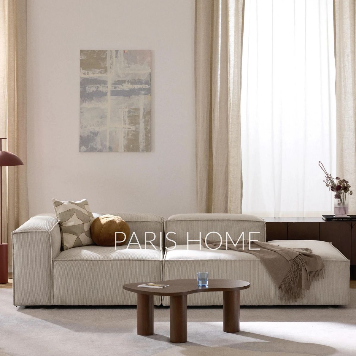 GENERICO - Sofá Diván Izquierdo Modular Monarch Pana - Beige Claro