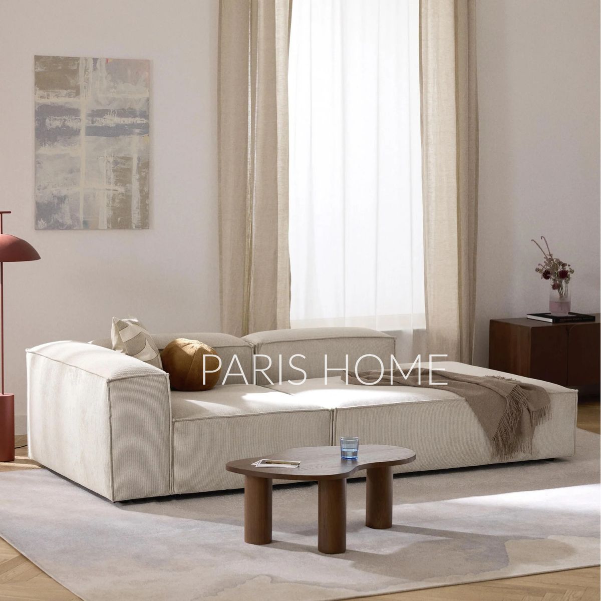 GENERICO - Sofá Diván Izquierdo Modular Monarch Pana - Beige Claro