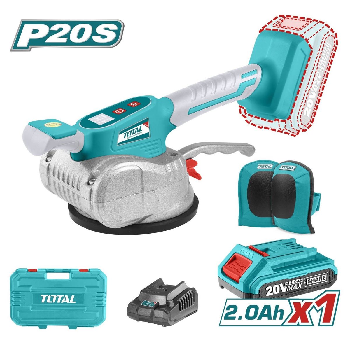 TOTAL TOOLS - Vibrador De Mayólica Ventosa 50kg 20v Total - TTVLI20101