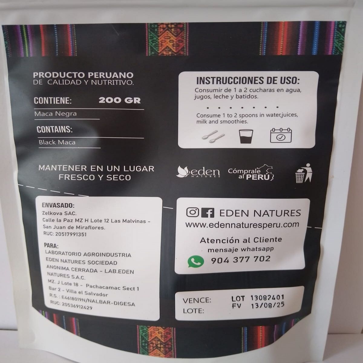GENERICO - 02 MACAS NEGRAS EN POLVO DE 200GR - Eden Natures