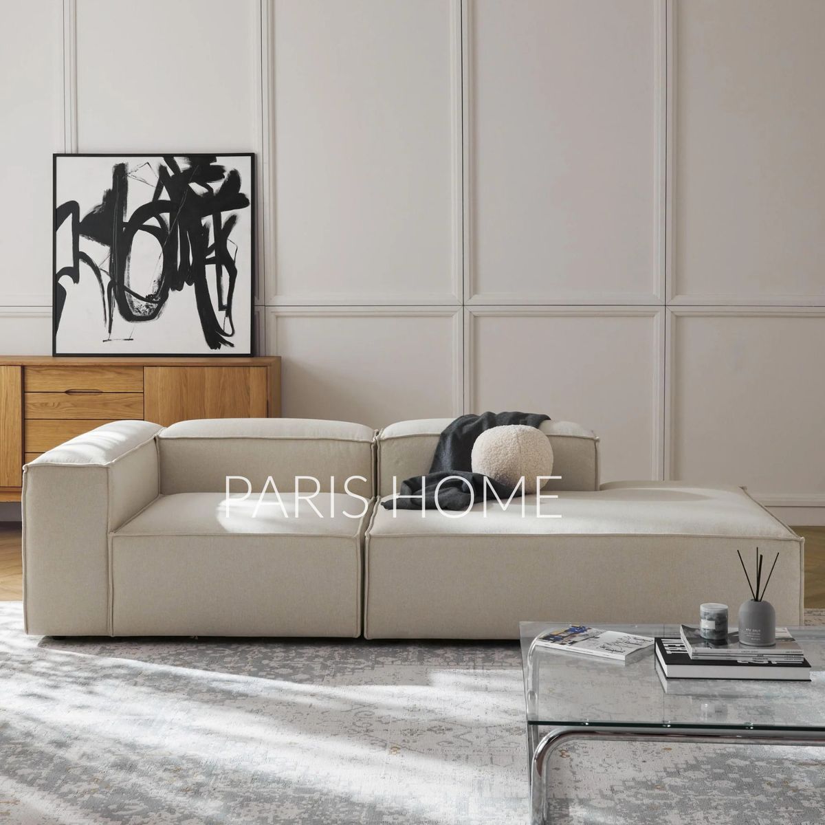 GENERICO - Sofá Diván Izquierdo Modular Monarch Tejido - Blanco