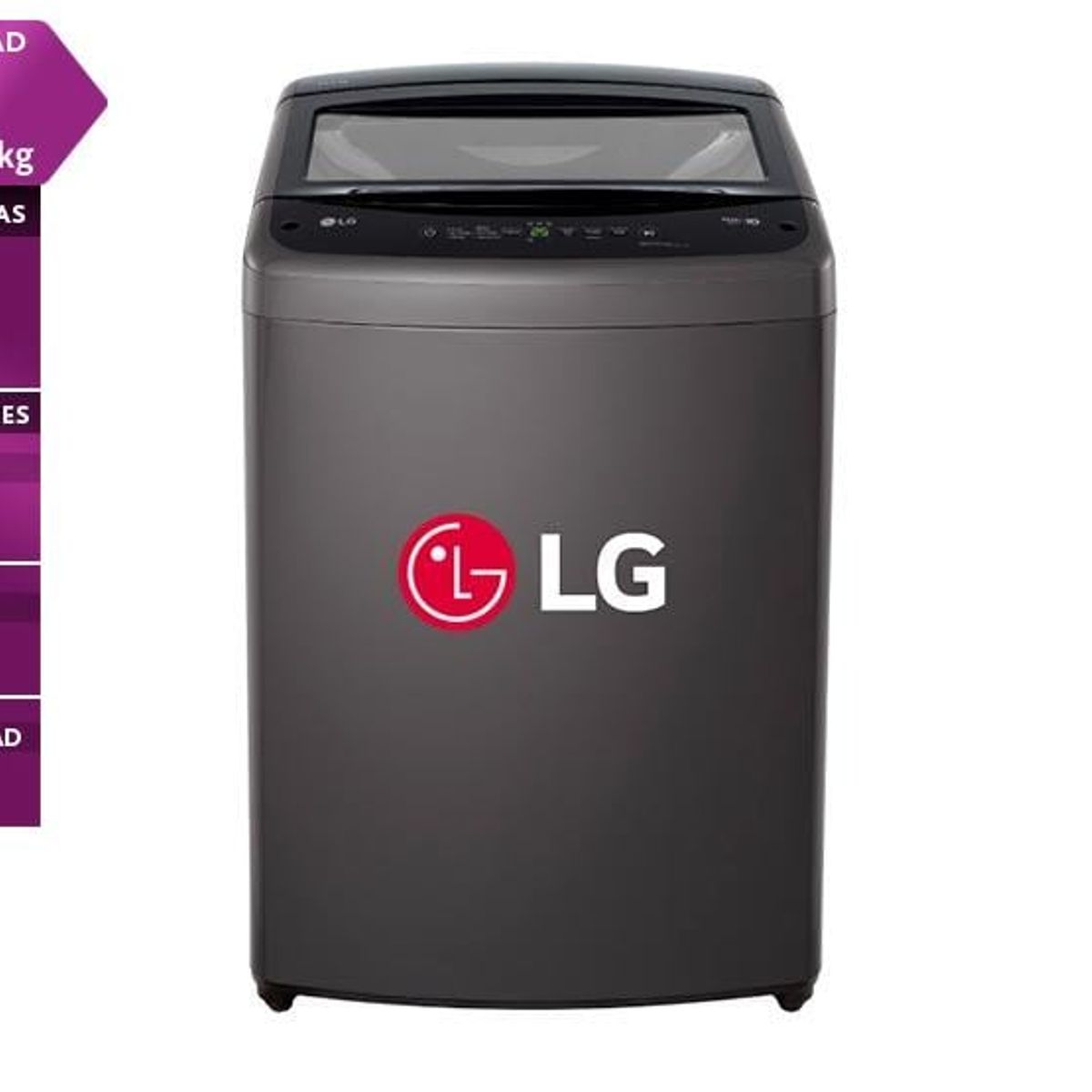 LG - Lavadora LG 19 Kg Turbo Drum Smart Carga Superior WT19BVTB Negra