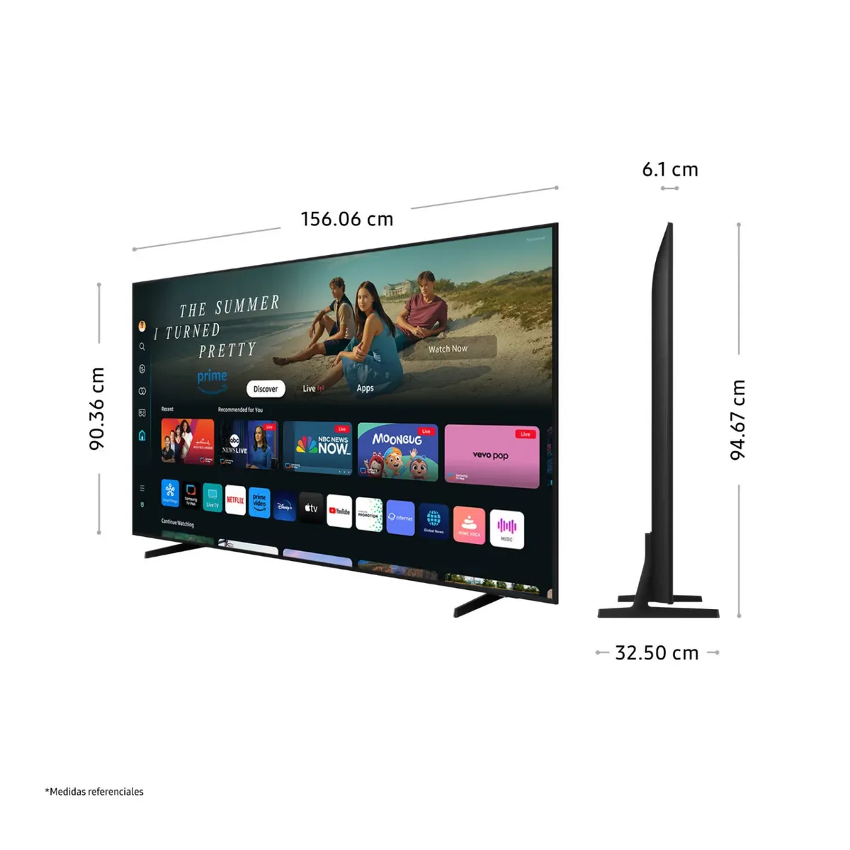 SAMSUNG - Televisor Samsung 70 Pulg. Crystal Smart TV Tizen UHD 4K UN70DU7000GXPE