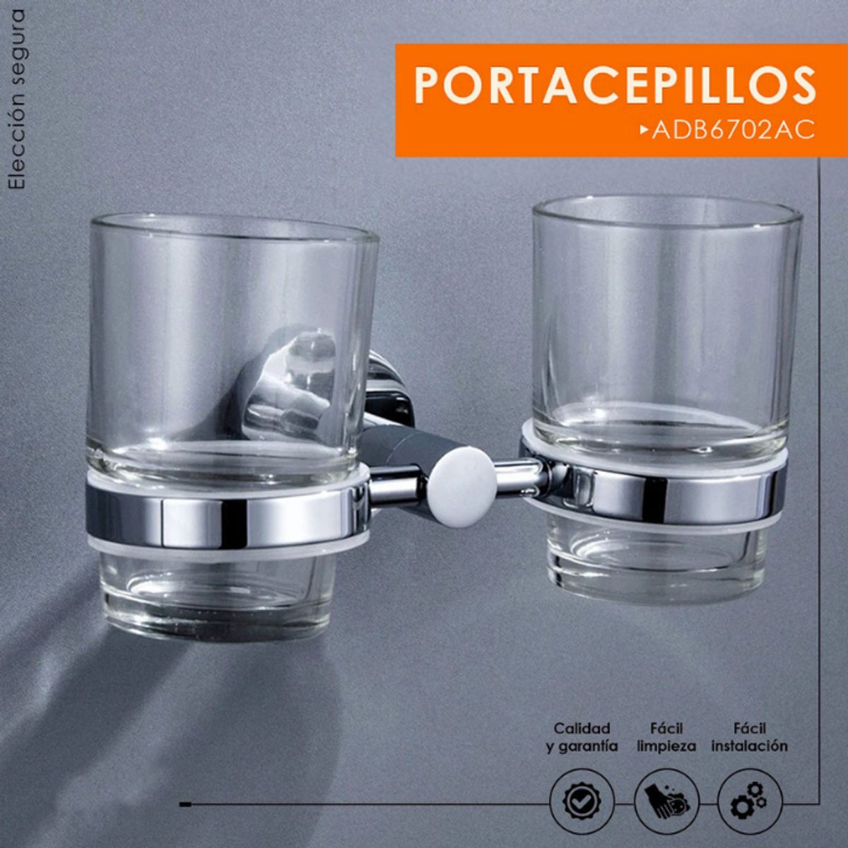 XM - PORTACEPILLO DIENTES DE ACERO CON VIDRIO ADB6702AC