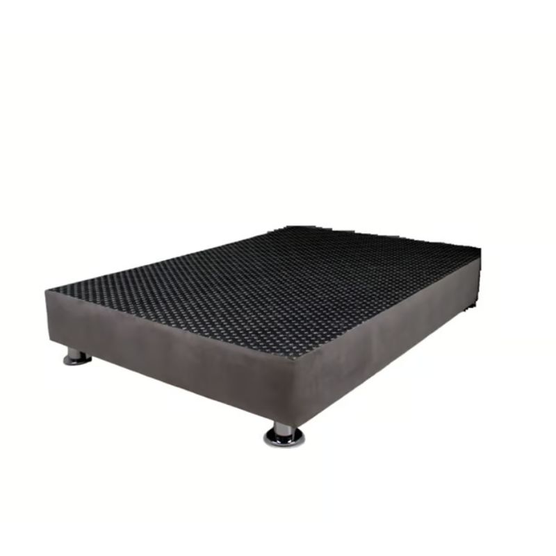 MUEBLES MACRUMO - Box Tarima reforzado y acolchado 1.5 Plz - Gris Oscuro / Patas Instaladas