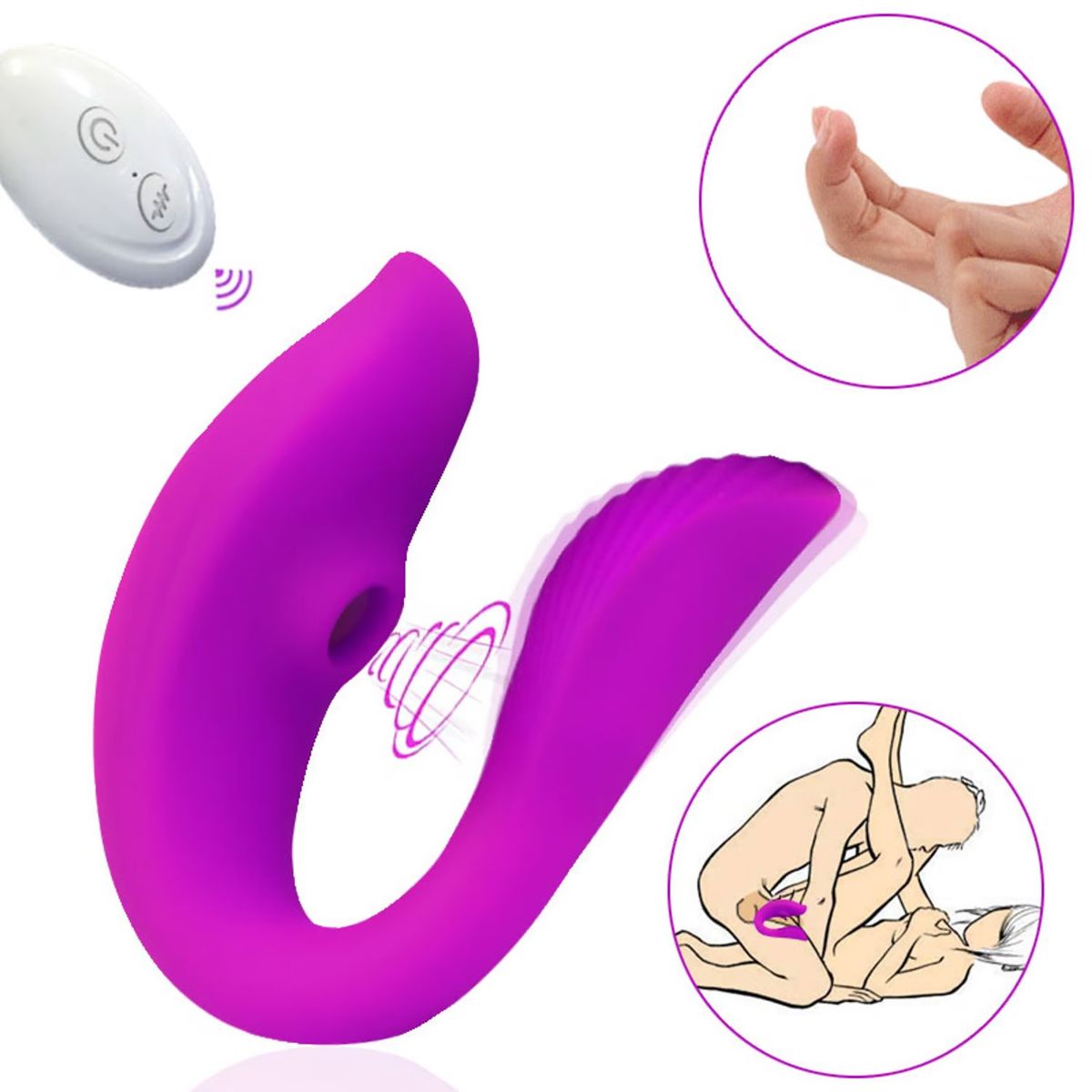 GENERICO - Consolador Vibrador 9 Vibraciones y Succión Triple Estimulador