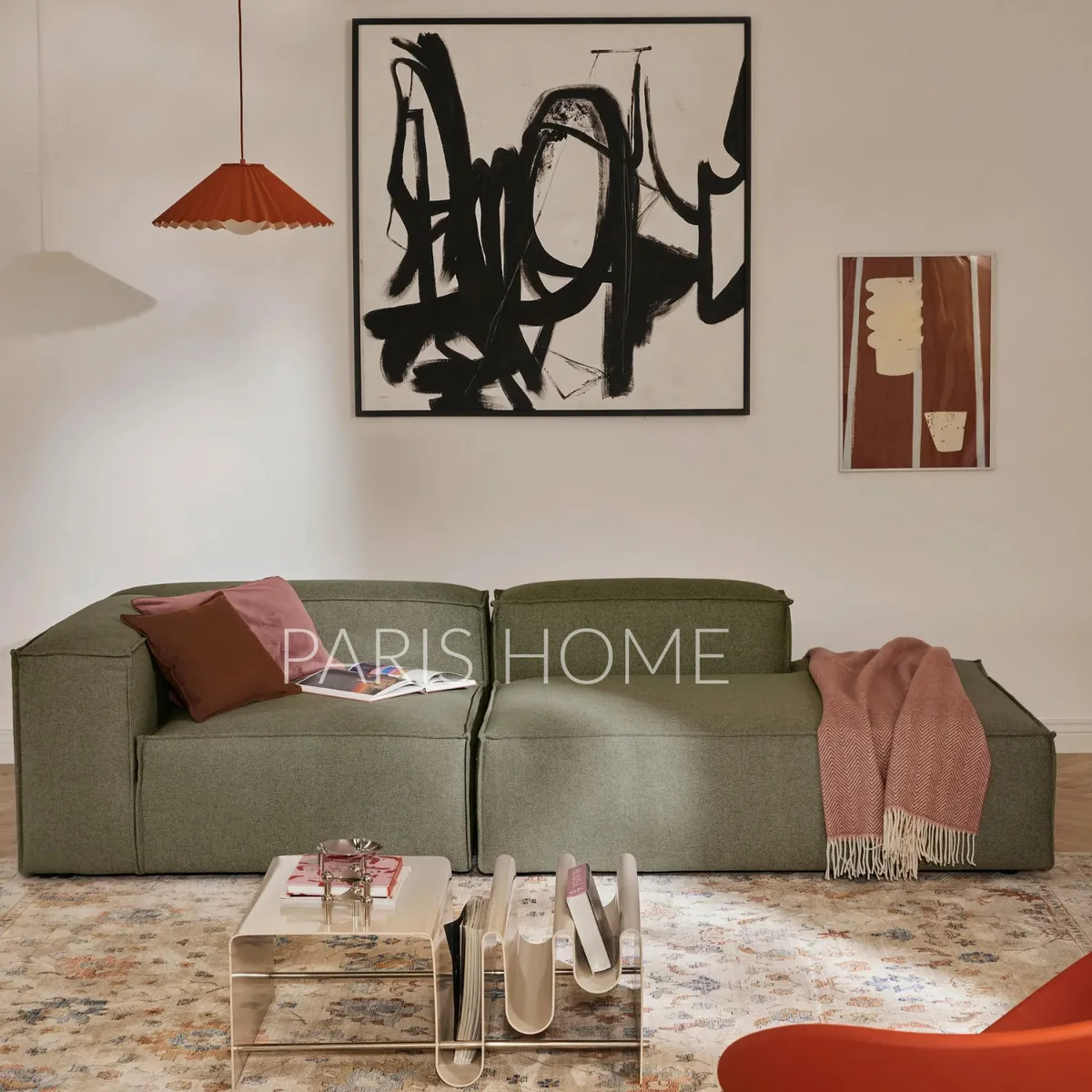 GENERICO - Sofá Diván Izquierdo Modular Monarch Tejido - Verde Oliva