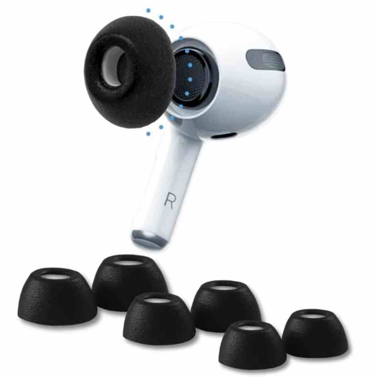 GENERICO - Almohadillas de espuma para AirPods Pro 1 - 2 (S M L) 3 par / Negro