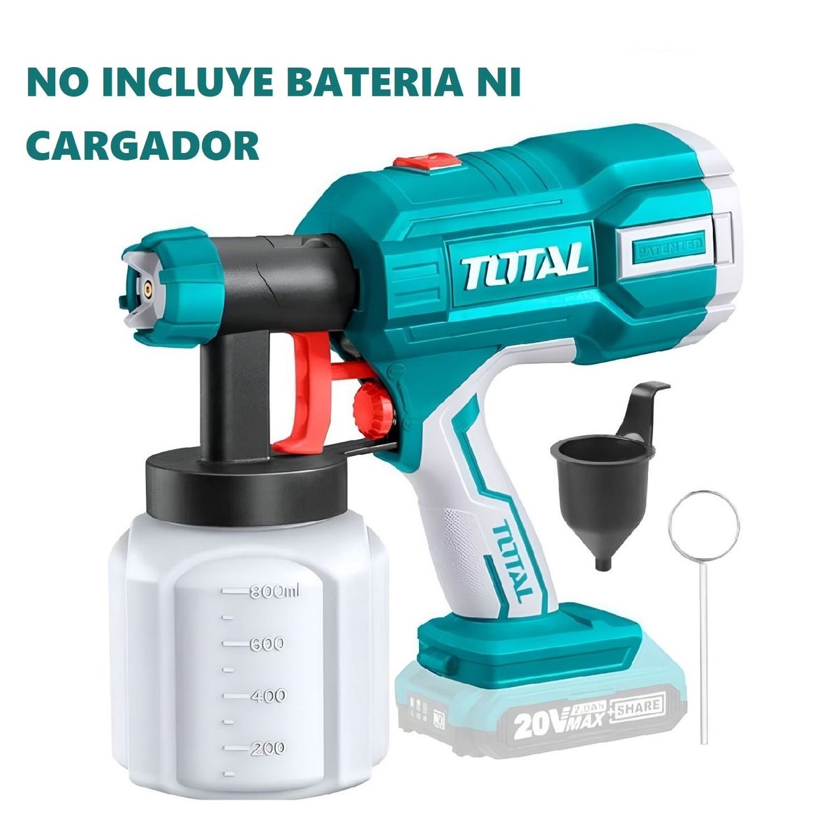 TOTAL TOOLS - Pistola De Pintura 20v Inalámbrica 800ml Total - TSGLI2003
