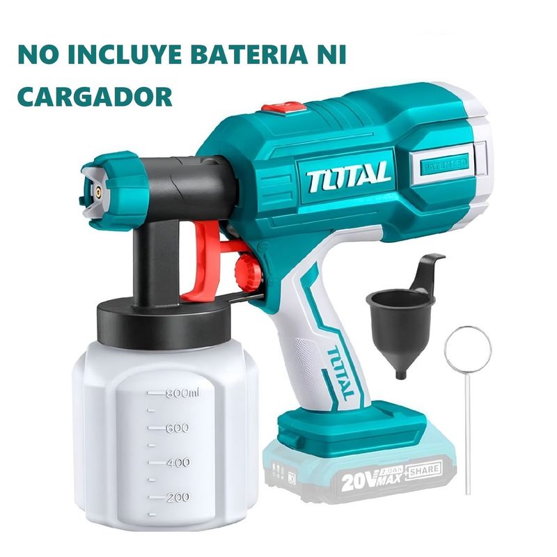 TOTAL TOOLS - Pistola De Pintura 20v Inalámbrica 800ml Total - TSGLI2003