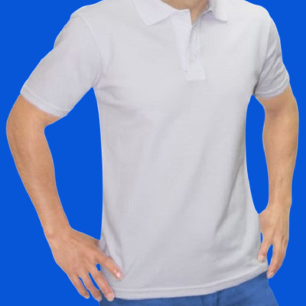 GENERICO - POLO CUELLO CAMISERO MANGA CORTA PIQUE PARA HOMBRE BLANCO
