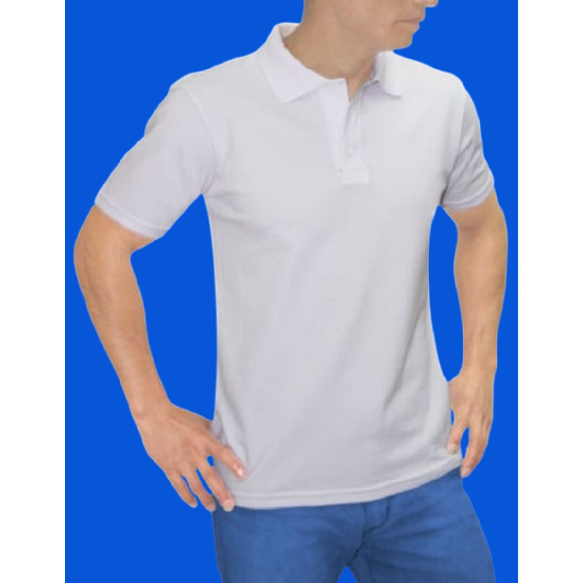 GENERICO - POLO CUELLO CAMISERO MANGA CORTA PIQUE PARA HOMBRE BLANCO