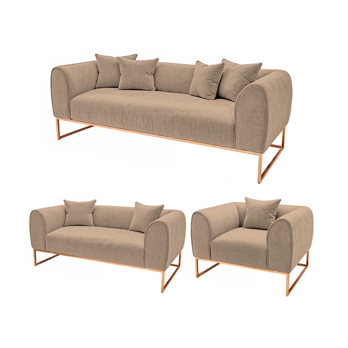 BARAKA HOME - Juego de sala 3 2 1 Luxury Nikole - Beige claro