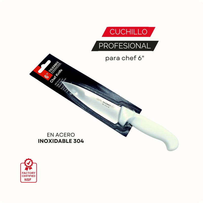 TIGERBEE - Cuchillo de chef con mango Blanco 6¨