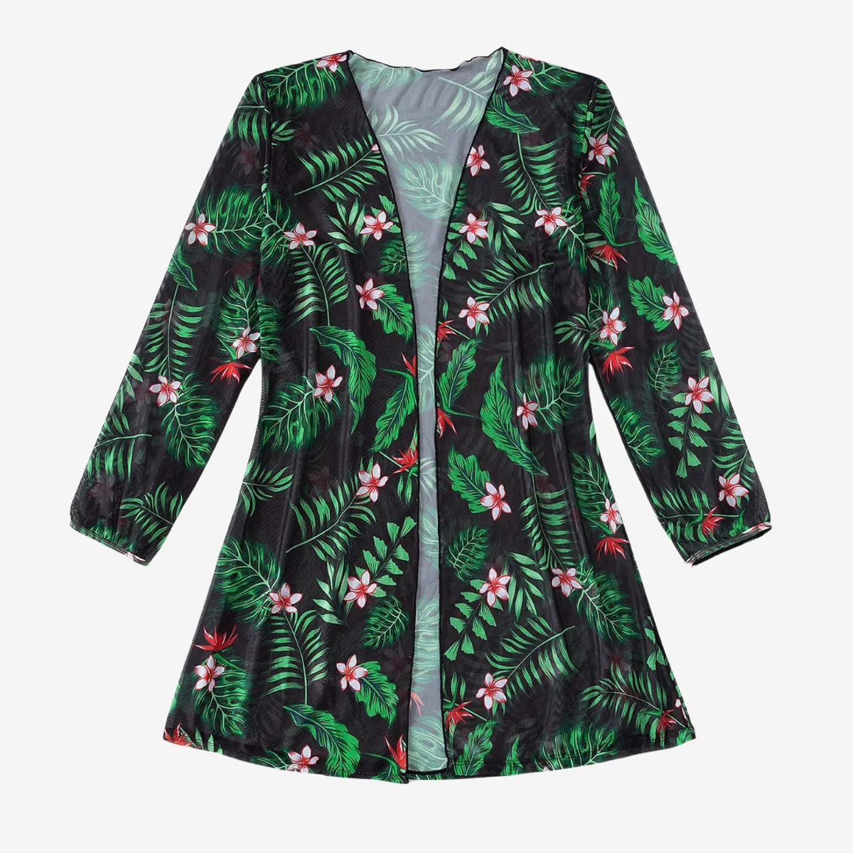 KAST PE - Salida de Playa Kimono Ynari mesh diseño tropical - Talla M