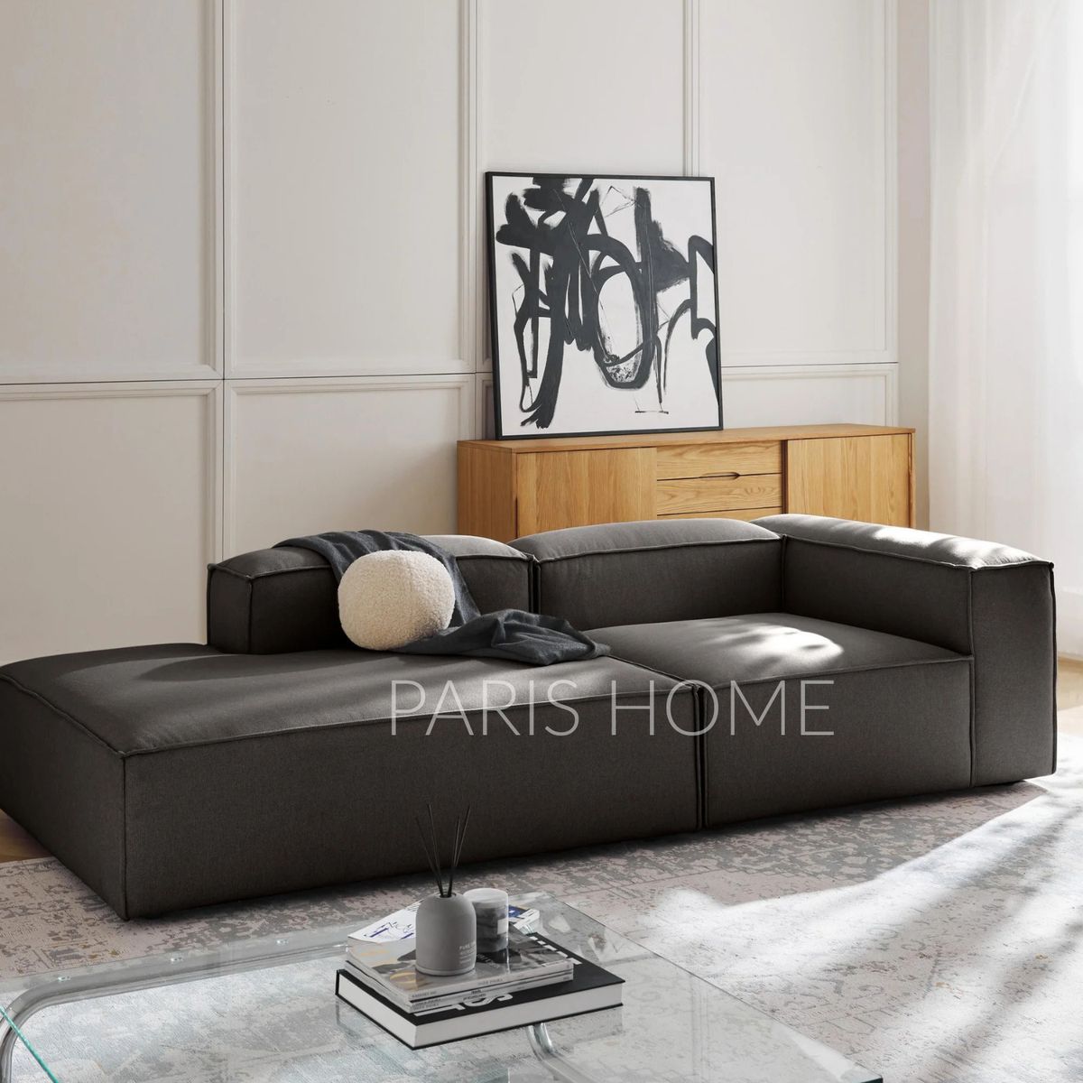 GENERICO - Sofá Diván Derecho Modular Monarch Tejido - Gris Oscuro