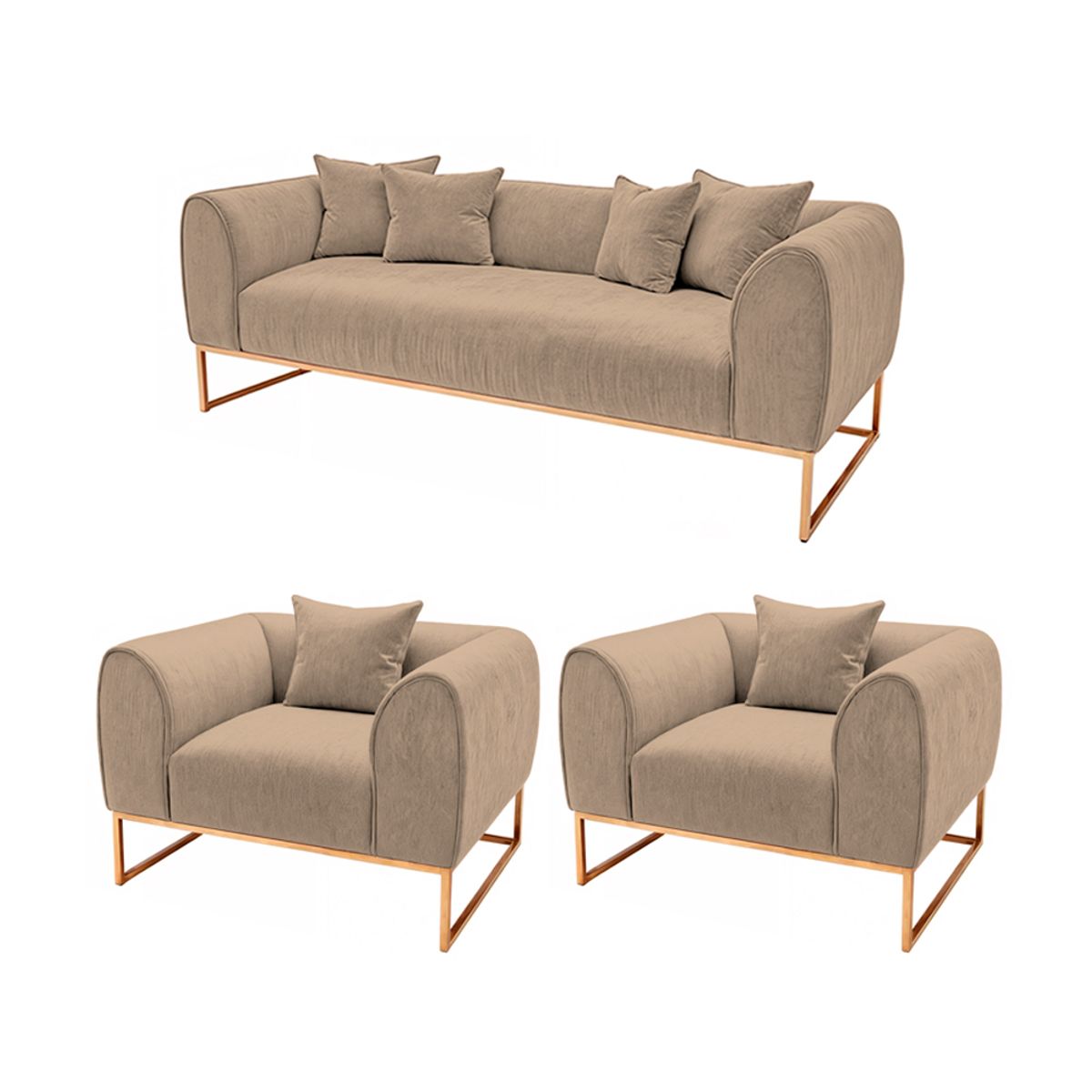 BARAKA HOME - Juego de sala 3 1 1 Luxury Nikole - Beige claro