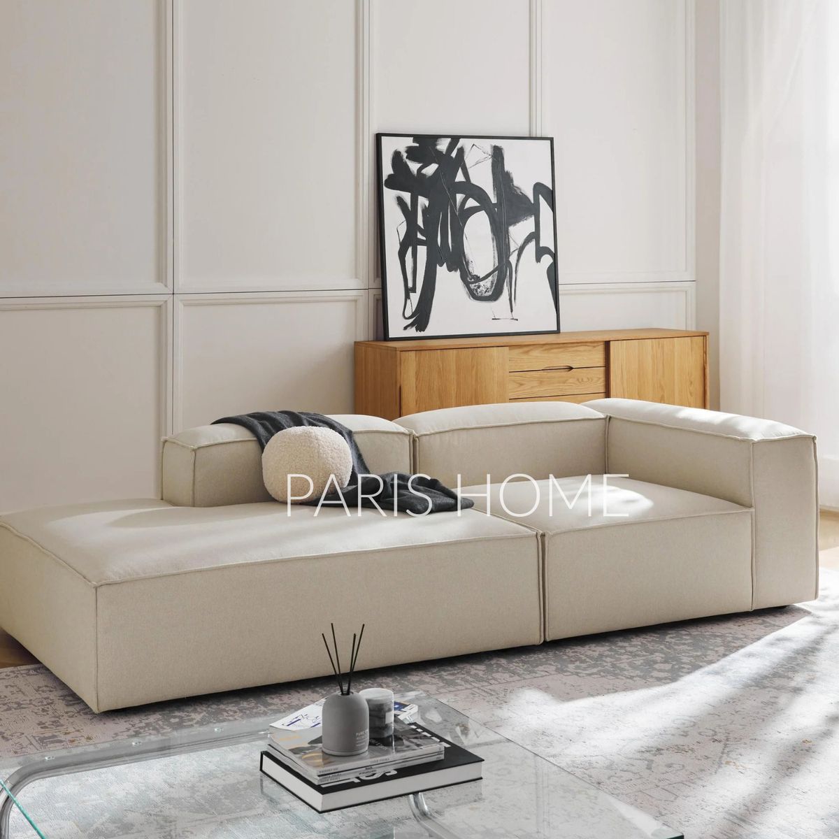 GENERICO - Sofá Diván Derecho Modular Monarch Tejido - Blanco