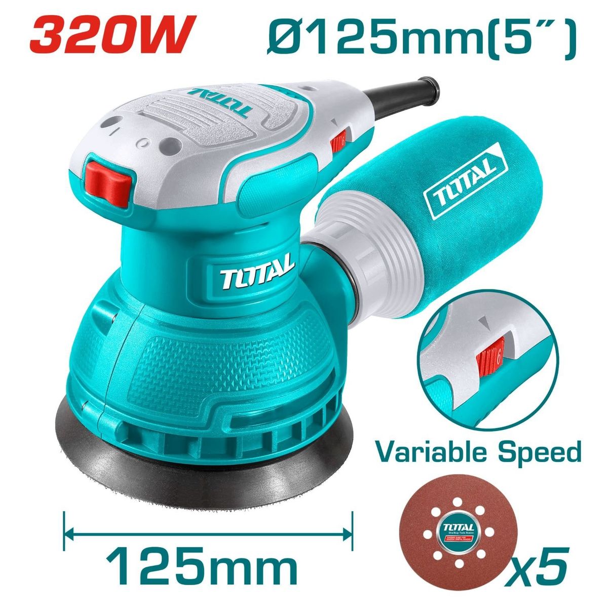 TOTAL TOOLS - Lijadora Orbital Con Velocidad Regulable De 320w-TF2131256