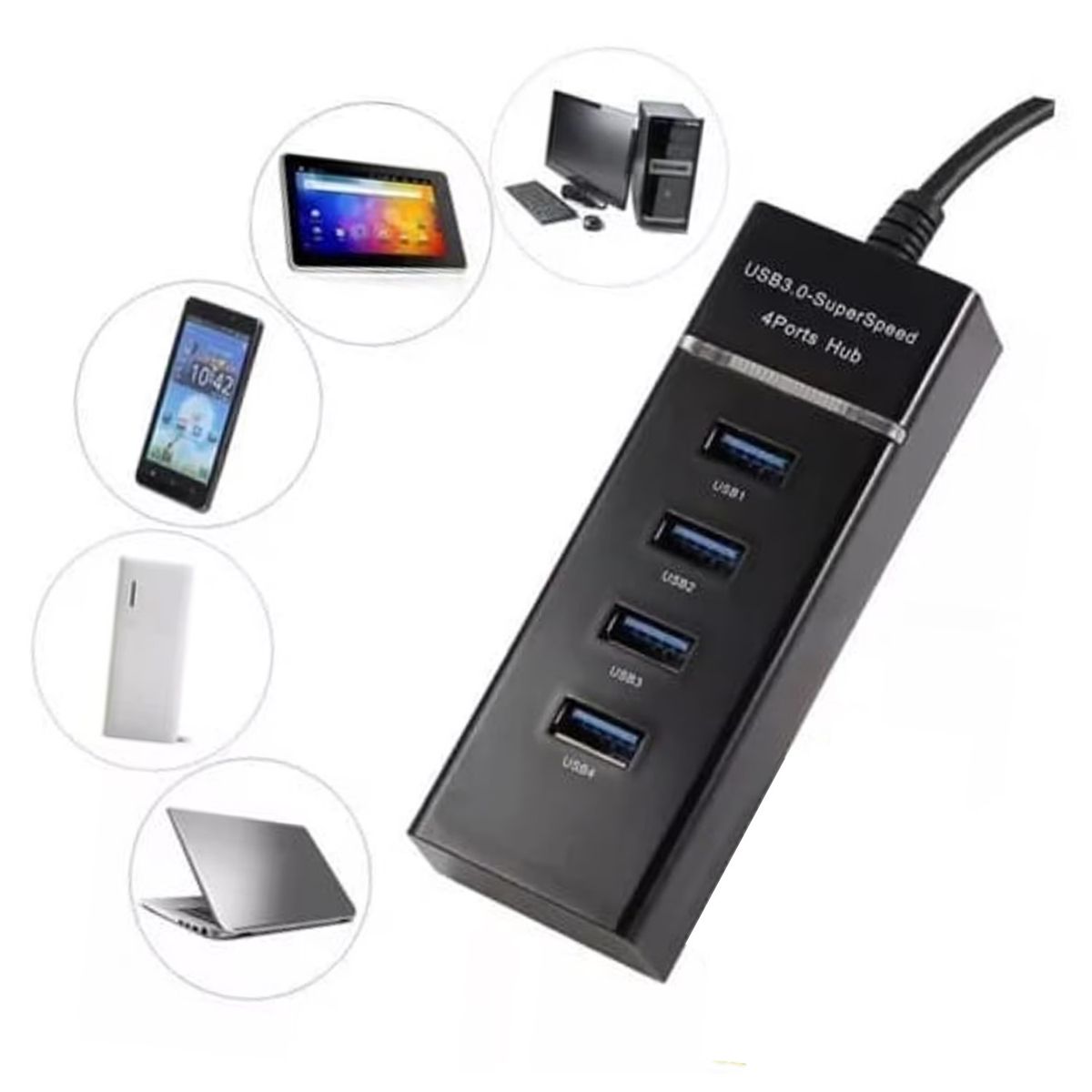 GENERICO - Extensión Usb 3.0 Puerto Hub 4 Puertosv Color Aleatorio