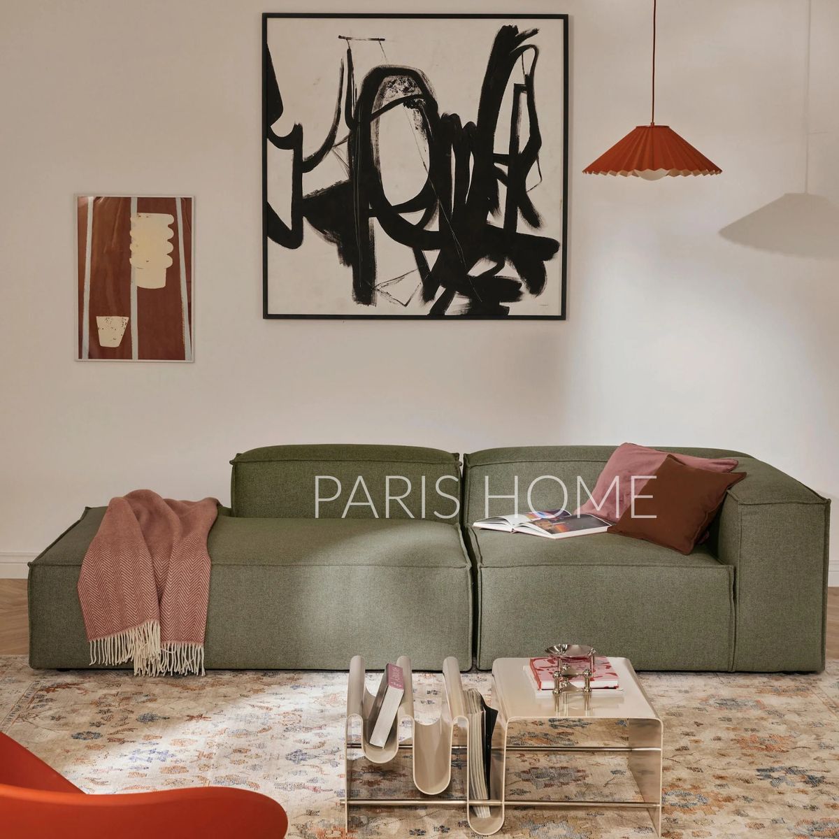 GENERICO - Sofá Diván Derecho Modular Monarch Tejido - Verde Oliva