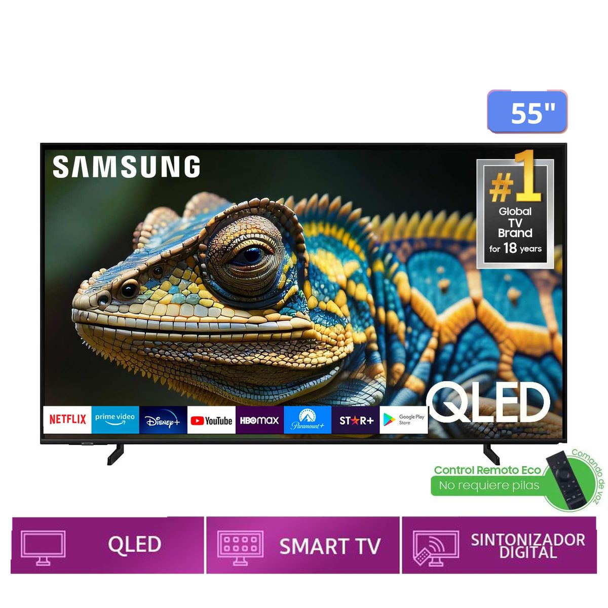 SAMSUNG - TELEVISOR SAMSUNG 55 QLED 4K UHD SMART TV TIZEN QN55Q60DAGXPE.