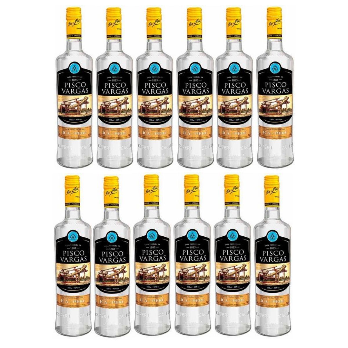 VARGAS CLASICO - Pisco VARGAS Puro de Ica Botella 750ml - 12 UND