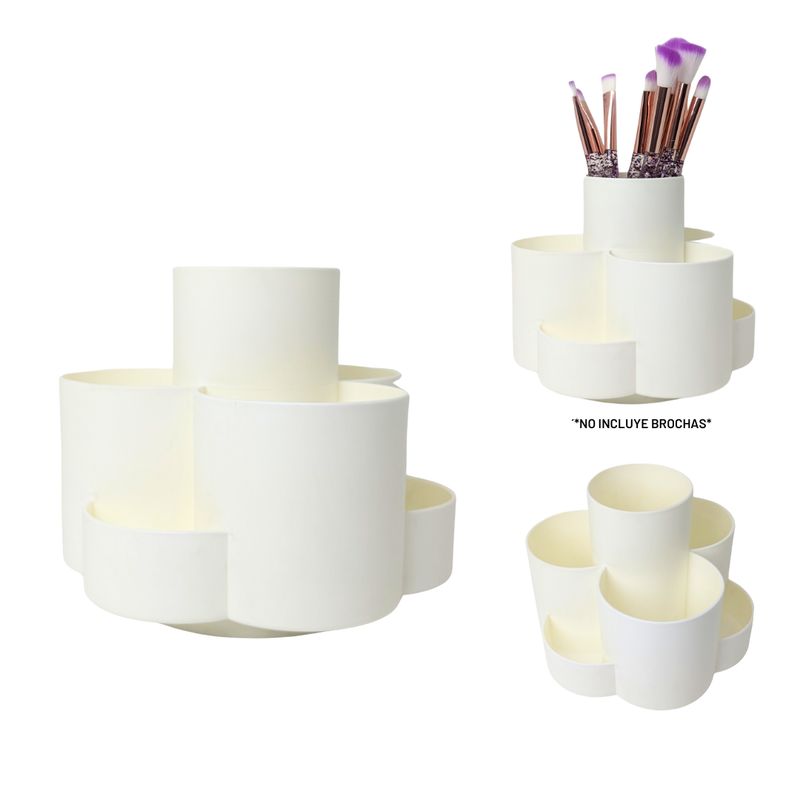 GENERICO - Organizador de escritorio giratorio 6 compartimientos Crema