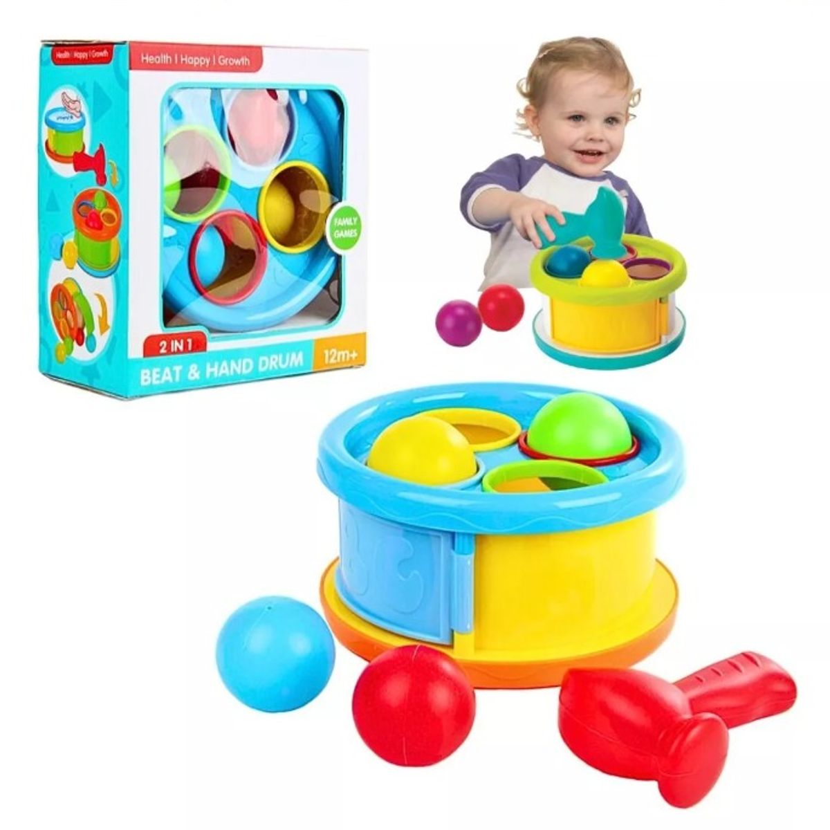 GENERICO - Juguete Para Bebes 2 En 1 Tambor Y Encaje Con Martillo