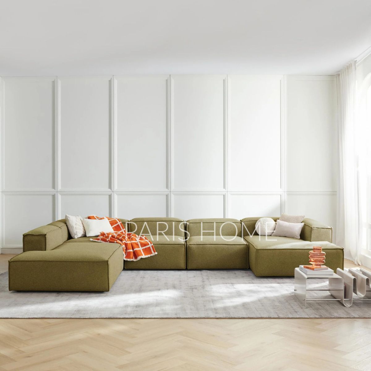 GENERICO - Seccional Izquierdo Rinconera 6 Plazas Monarch Tejido - Verde Oliva