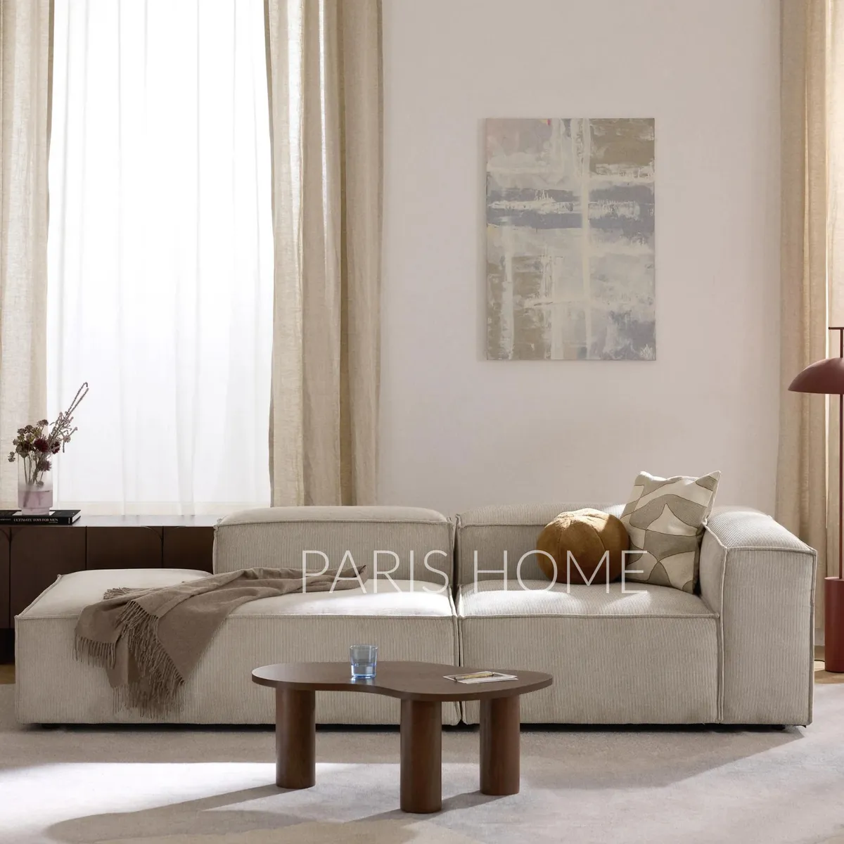 GENERICO - Sofá Diván Derecho Modular Monarch Pana - Beige Claro