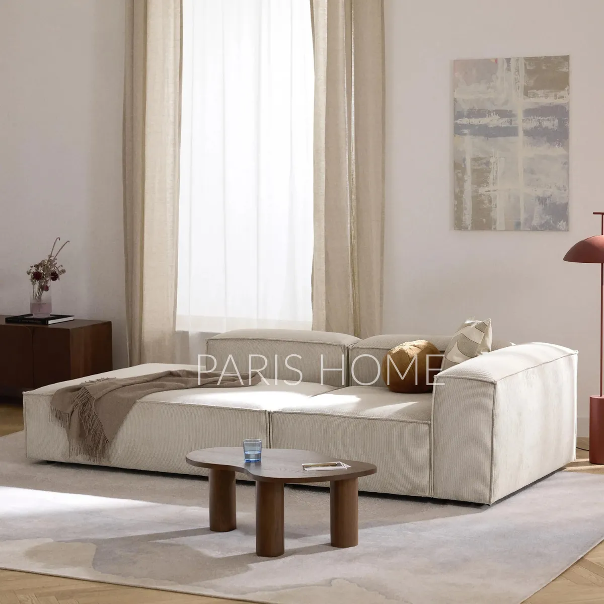 GENERICO - Sofá Diván Derecho Modular Monarch Pana - Beige Claro