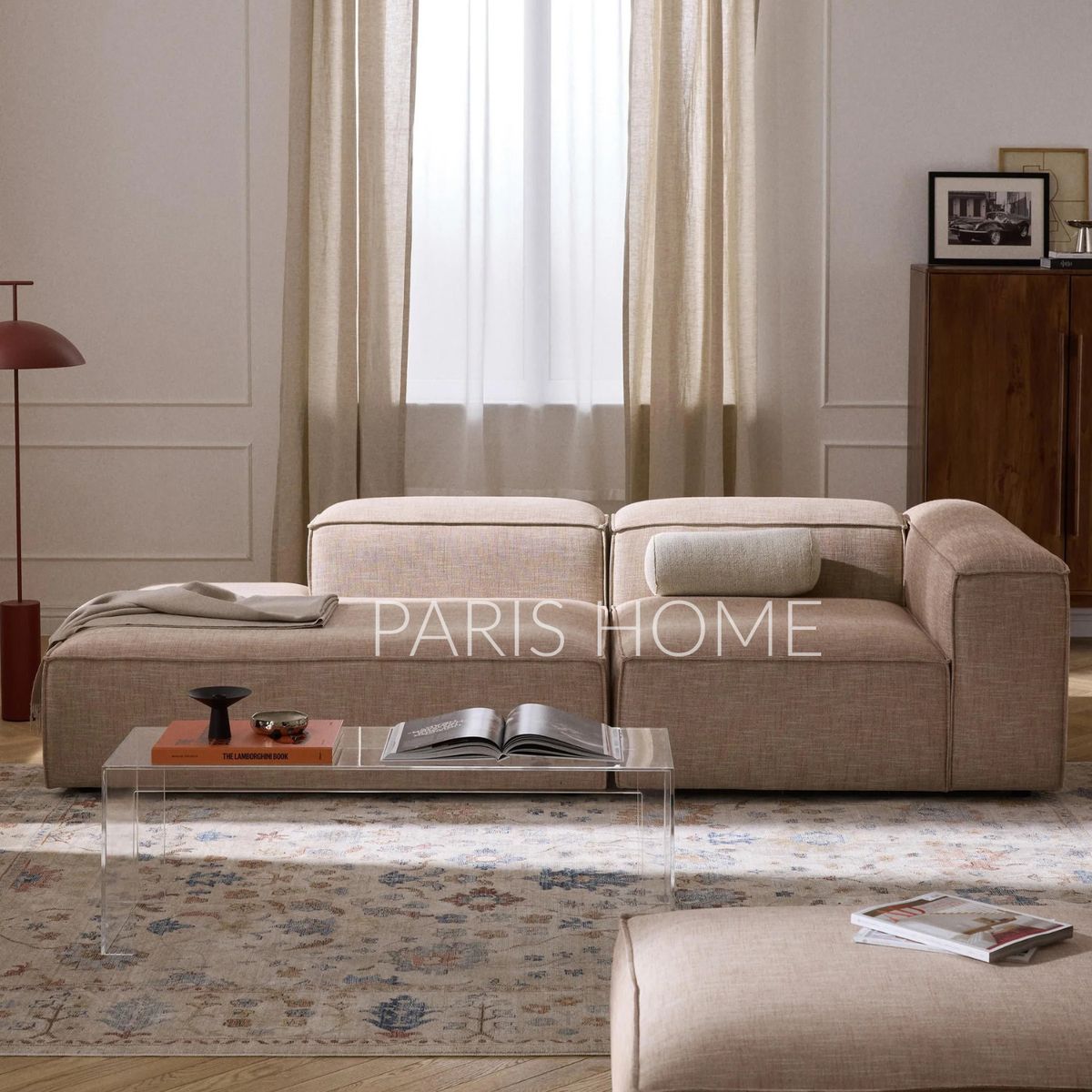 GENERICO - Sofá Diván Derecho Modular Monarch Lino - Rojo Oxido