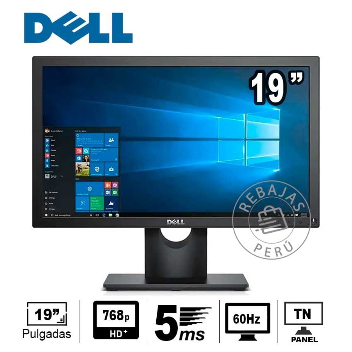 DELL - Monitor Dell E1916HV 19 HD 1366x768 TN 60Hz VGA VESA 5ms