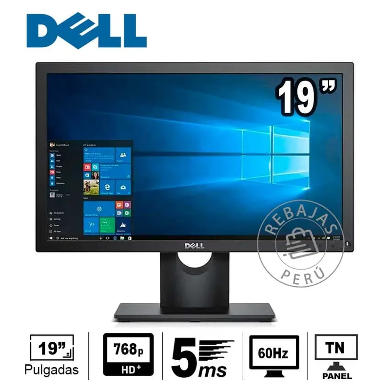 DELL - Monitor Dell E1916HV 19 HD 1366x768 TN 60Hz VGA VESA 5ms