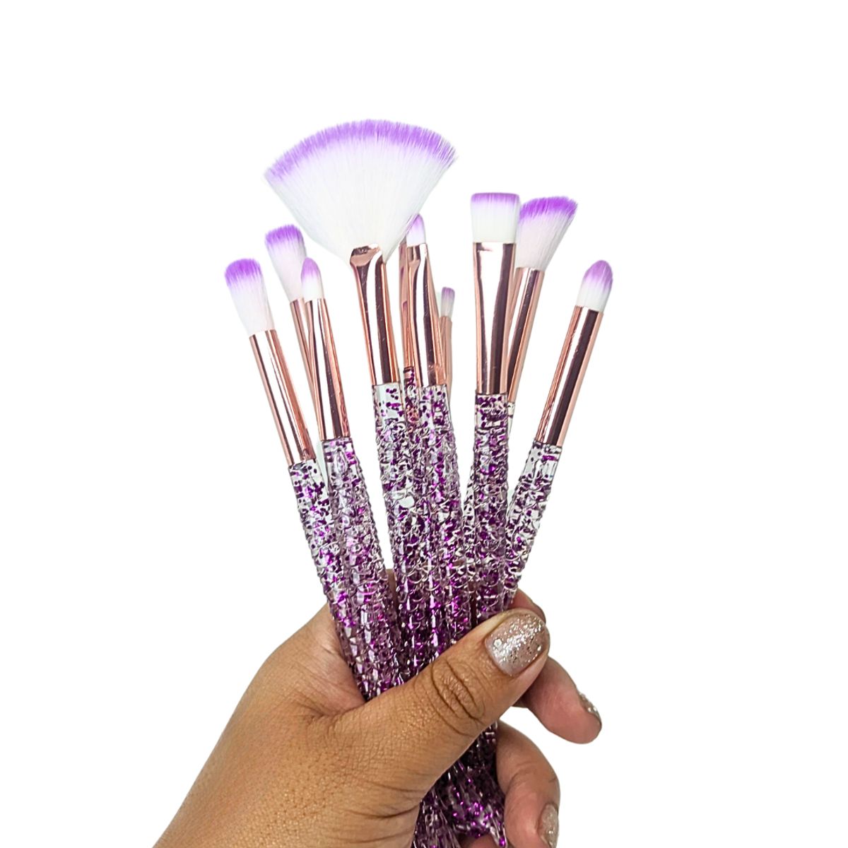 GENERICO - Juego de 10 Brochas Glitter Cola de Sirena VIOLETA