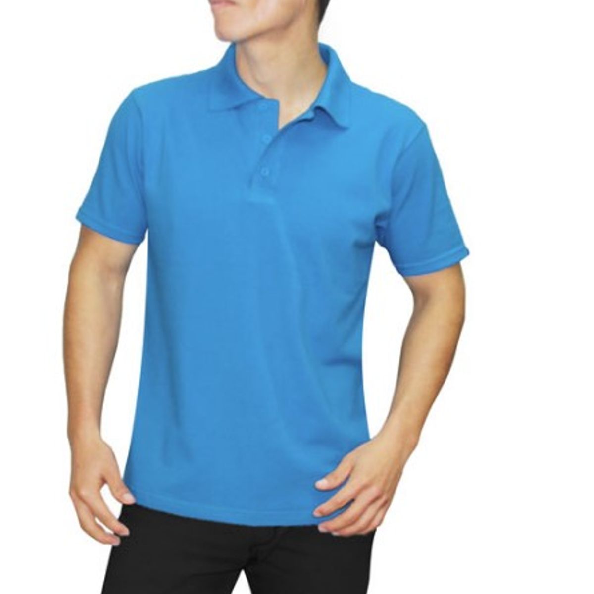 GENERICO - POLO CUELLO CAMISERO MANGA CORTA PIQUE PARA HOMBRE TURQUESA