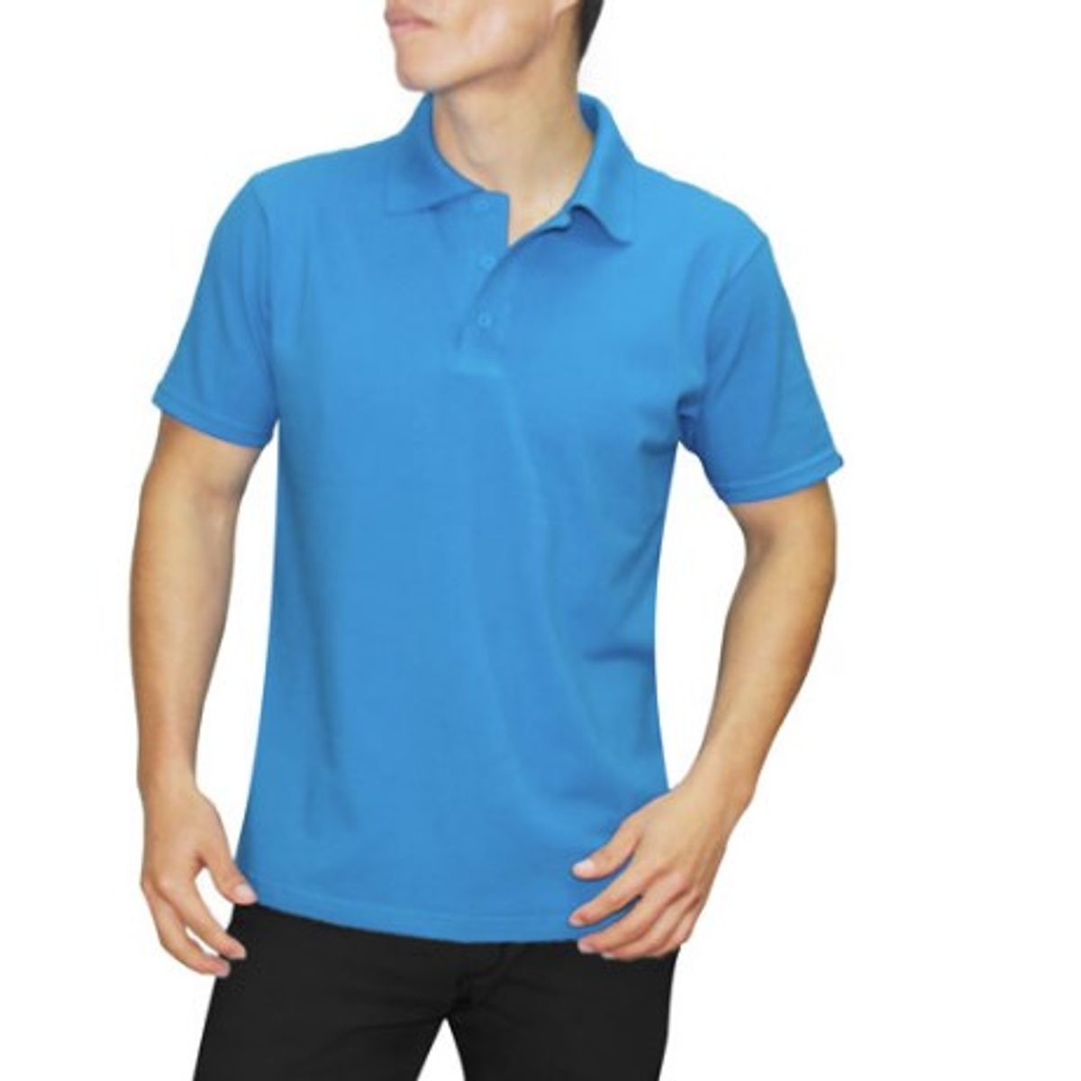 GENERICO - POLO CUELLO CAMISERO MANGA CORTA PIQUE PARA HOMBRE TURQUESA
