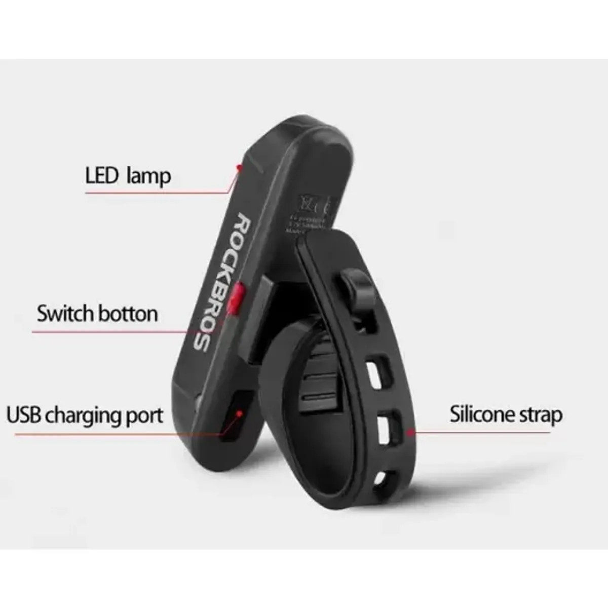 ROCKBROS - Luz trasera roja  recargable para sillín Rockbros.