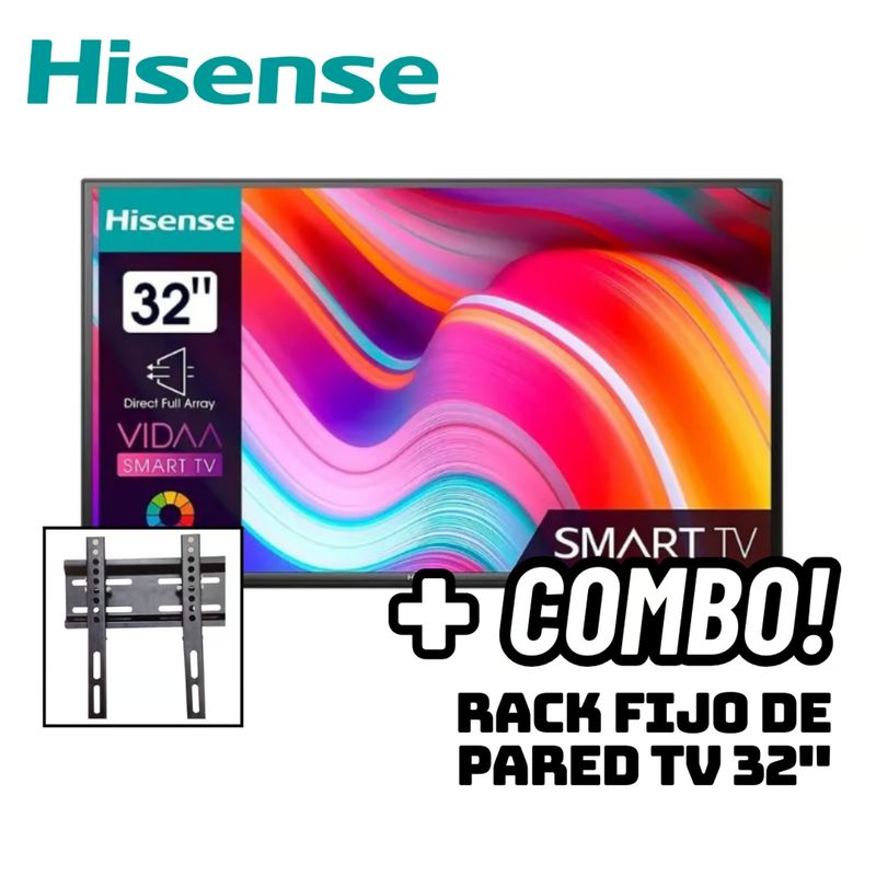HISENSE - TELEVISOR HISENSE 32 SMART TV VIDAA HD LED - 32A4H + RACK FIJO