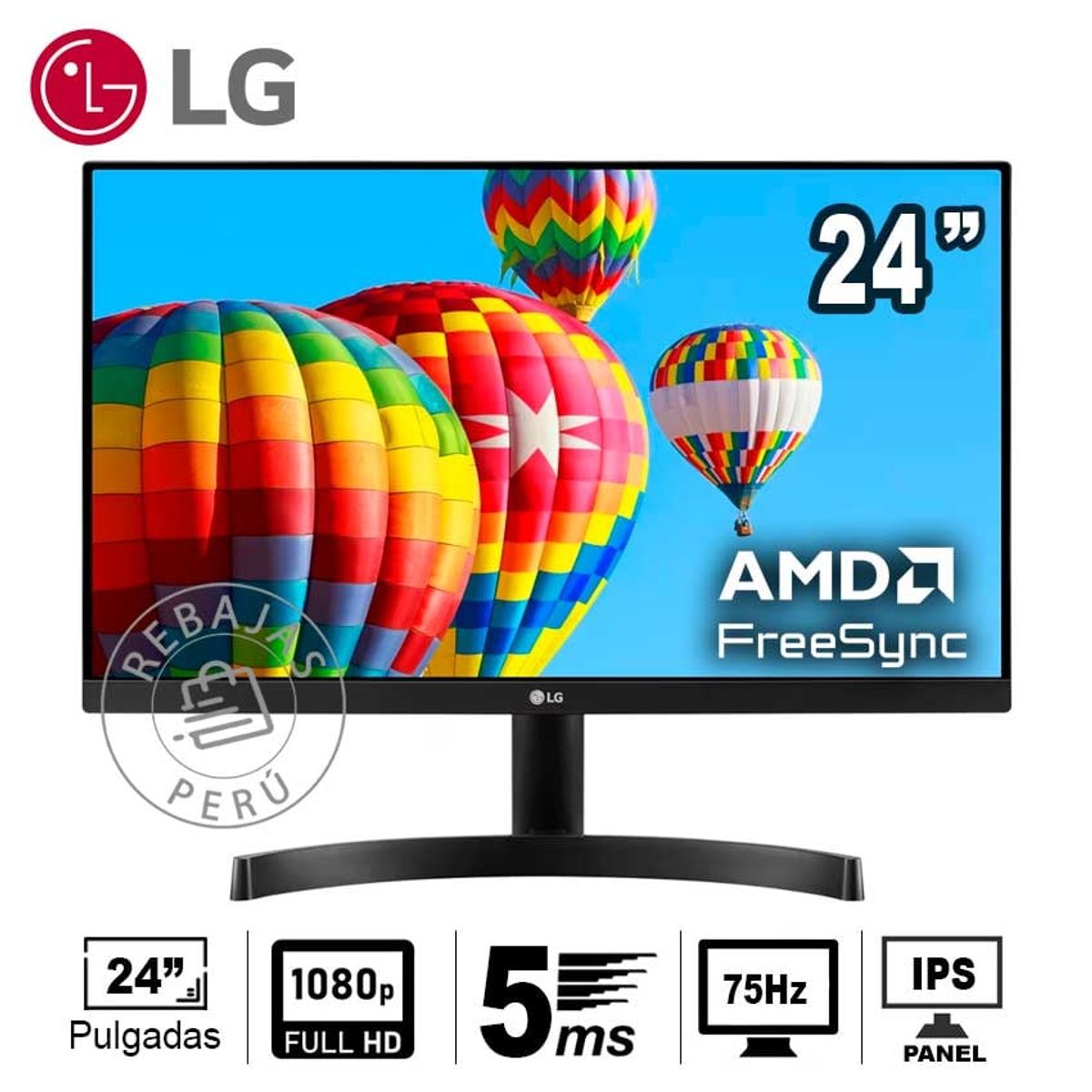 LG - Monitor LG 24MK600 24 IPS Full HD 75Hz FreeSync HDMI VGA 5ms
