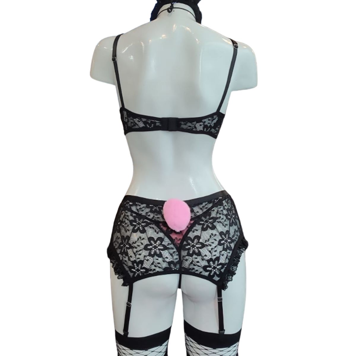 GENERICO - DISFRAZ CONEJITA SEXY PORTALIGAS DE ENCAJE CON MEDIAS