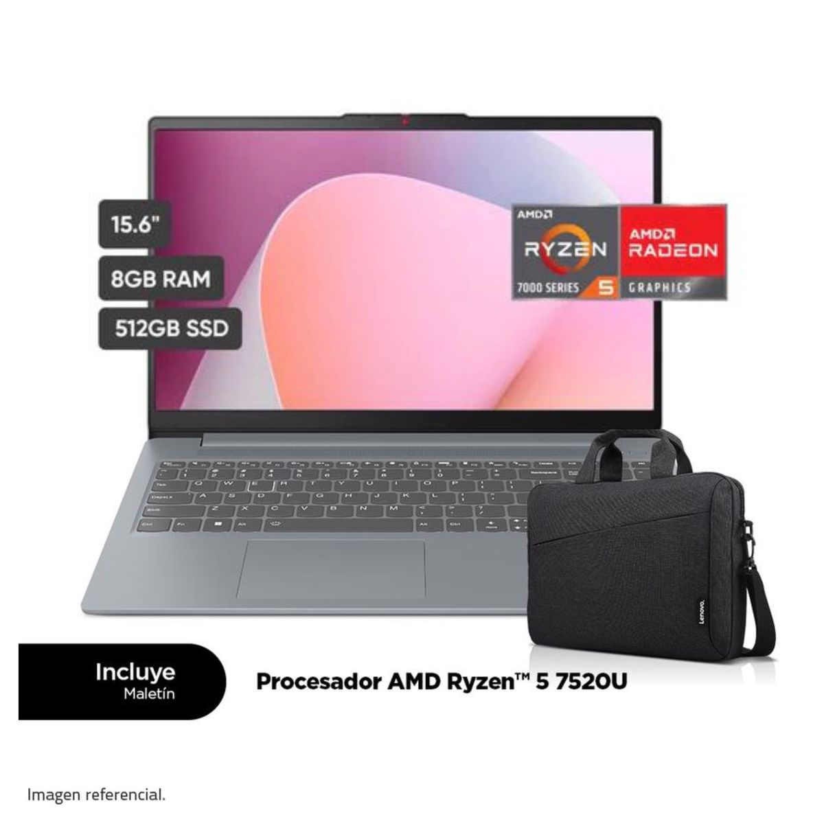 LENOVO - LAPTOP LENOVO IDEAPAD SLIM 3 15AMN8 AMD RYZEN 5 7520U 15.6" 8GB RAM 512GB SSD WINDOWS 11 82XQ00LTLM